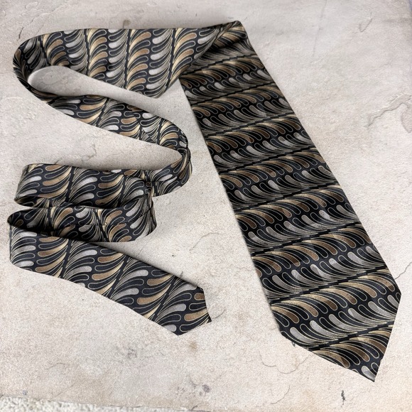 Franco Di Napoli Handmade 100% Silk Men's Tie Geometric Pattern - Picture 1 of 4